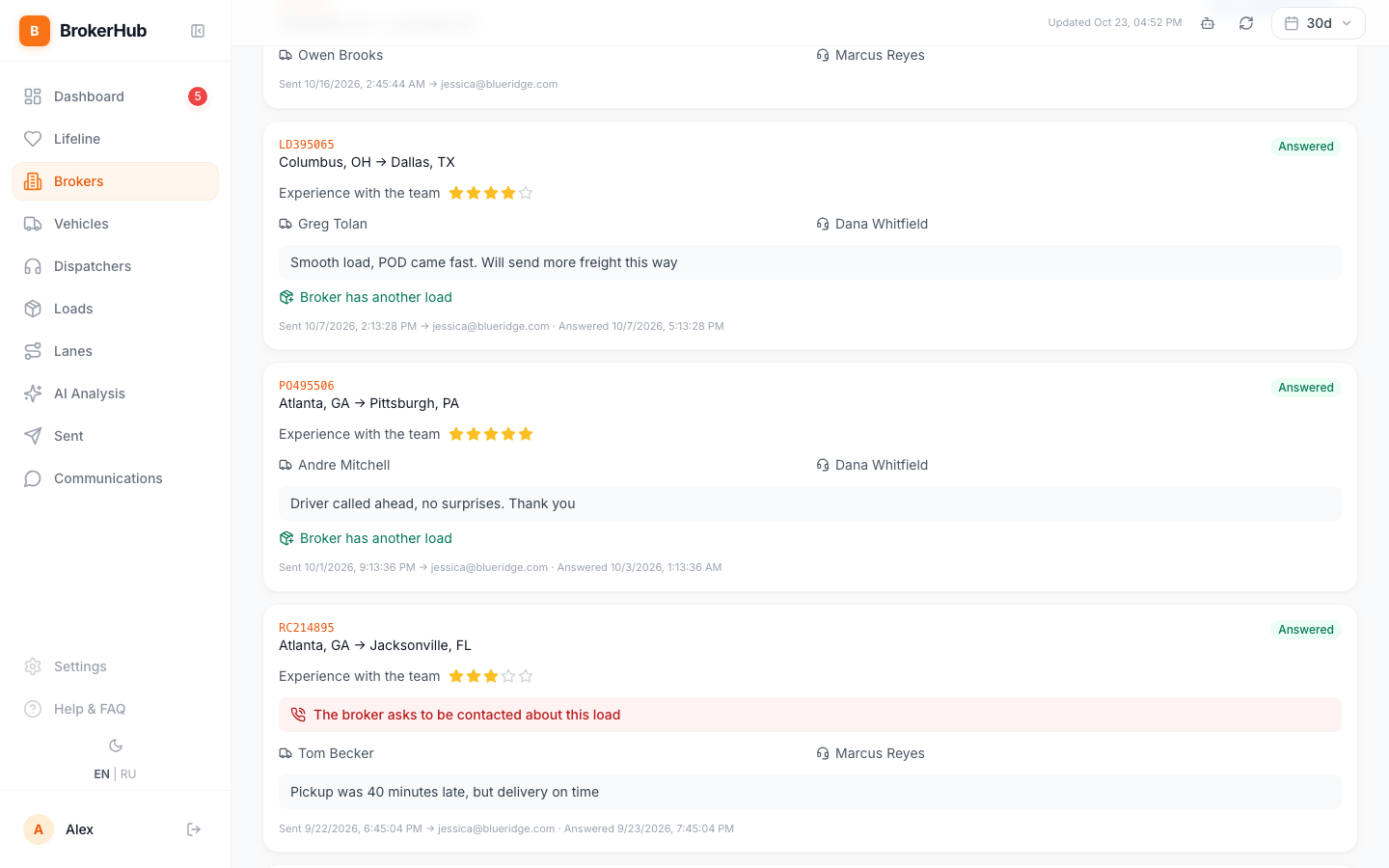 Feedback tab